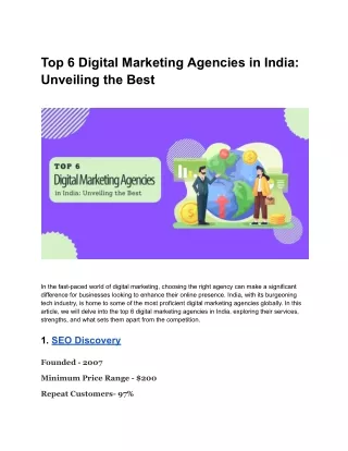 Top 6 Digital Marketing Agencies in India: Unveiling the Best