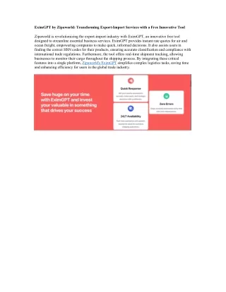 EximGPT by Zipaworld: Transforming Export-Import Services with a Free Innovative