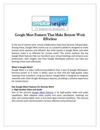 Google Meet Features That Make Remote Work Effortless
