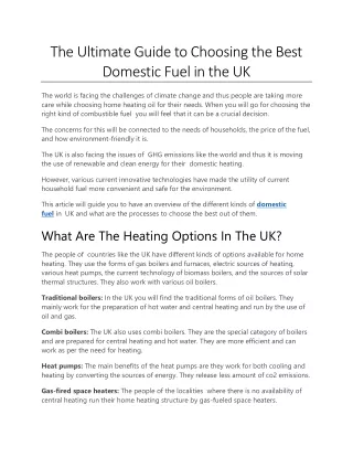 The Ultimate Guide to Choosing the Best Domestic Fuel in the UK