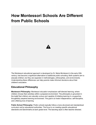 How Montessori Schools Are Different from Public Schools
