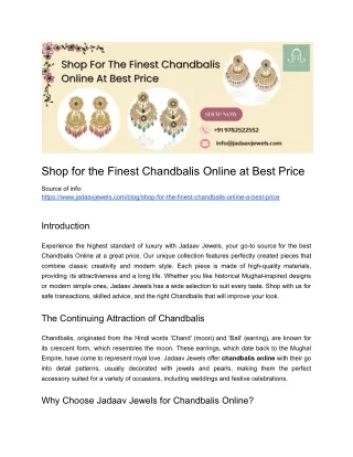 Shop for the Finest Chandbalis Online at Best Price