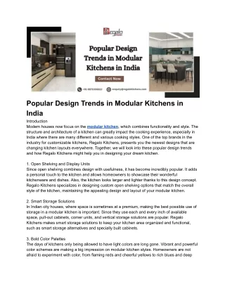 Popular Design Trends in Modular Kitchens in India