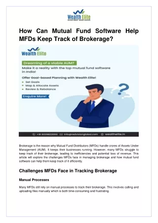 How Can Mutual Fund Software Help MFDs Keep Track of Brokerage