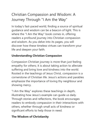 Christian Compassion and Wisdom