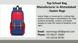 Top School Bag Manufacturer in Ahmedabad - Saylon Bags