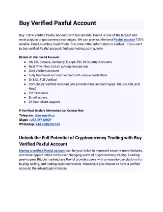 Never Lose You Buy Verified Paxful Account  Again
