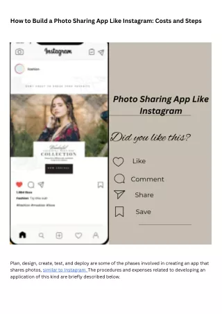 How Much Does It Cost To Develop A Photo-Sharing Mobile App Similar To Instagram