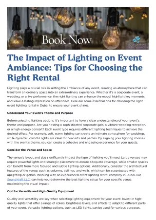 The Impact of Lighting on Event Ambiance Tips for Choosing the Right Rental