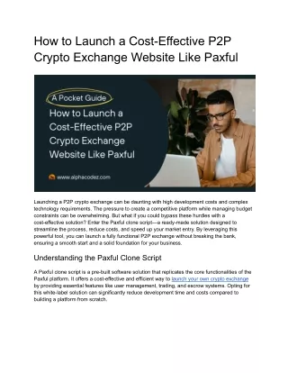 How to Launch a Cost-Effective P2P Crypto Exchange Website Like Paxful