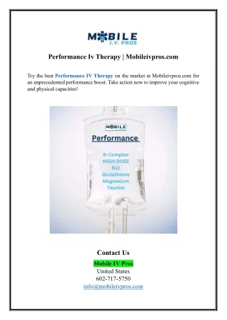 Performance Iv Therapy | Mobileivpros.com