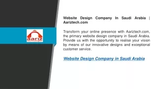 Website Design Company In Saudi Arabia  Aariztech.com