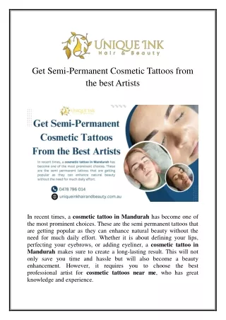 Get semi-permanent cosmetic tattoos from the best artists