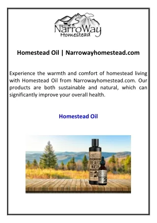 Homestead Oil Narrowayhomestead.com