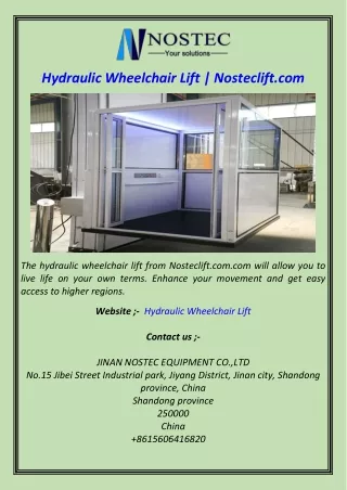 Hydraulic Wheelchair Lift  Nosteclift.com