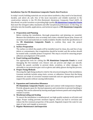 Installation Tips for FR Aluminium Composite Panels Best Practices