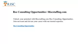 Rso Consulting Opportunities   Riscstaffing.com