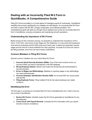 Dealing with an Incorrectly Filed W-2 Form in QuickBooks_ A Comprehensive Guide