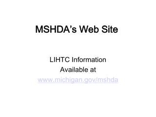 MSHDA’s Web Site