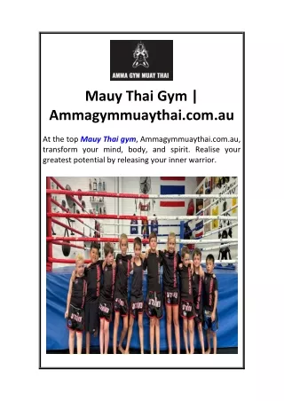 Mauy Thai Gym  Ammagymmuaythai.com.au