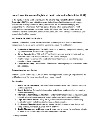 Launch Your Career as a Registered Health Information Technician (RHIT)