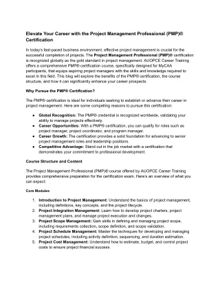 Elevate Your Career with the Project Management Professional (PMP)® Certification