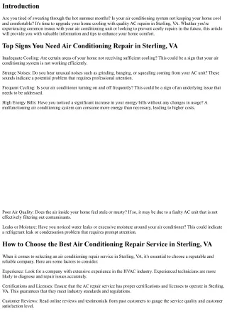 Improve Your Home Cooling with Quality AC Repairs in Sterling, VA