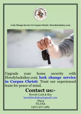 Lock Change Service In Corpus Christi  Howdylocknkey.com