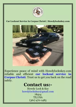 Car Lockout Service In Corpus Christi  Howdylocknkey.com