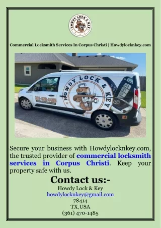 Commercial Locksmith Services In Corpus Christi  Howdylocknkey.com