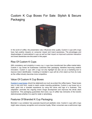Custom K Cup Boxes For Sale_ Stylish & Secure Packaging