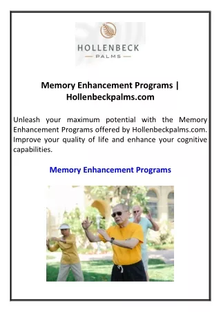 Memory Enhancement Programs Hollenbeckpalms.com