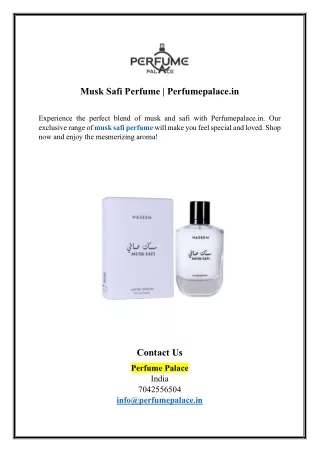 Musk Safi Perfume | Perfumepalace.in