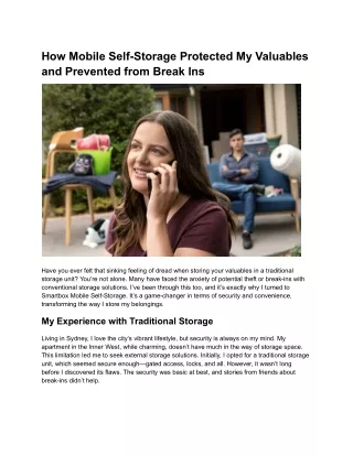 How Mobile Self-Storage Protected My Valuables and Prevented from Break Ins