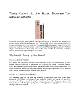 Trendy Custom Lip Liner Boxes