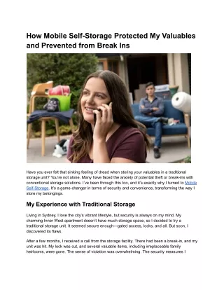 How Mobile Self-Storage Protected My Valuables and Prevented from Break Ins