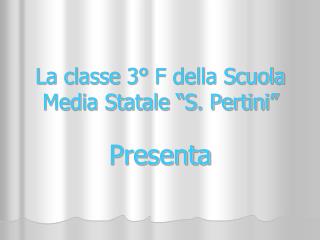 La classe 3° F della Scuola Media Statale “S. Pertini”