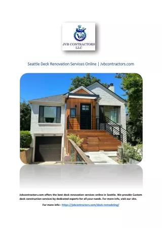 Seattle Deck Renovation Services Online | Jvbcontractors.com