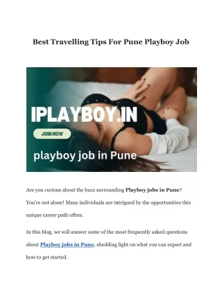 Best Travelling Tips For Pune Playboy Job