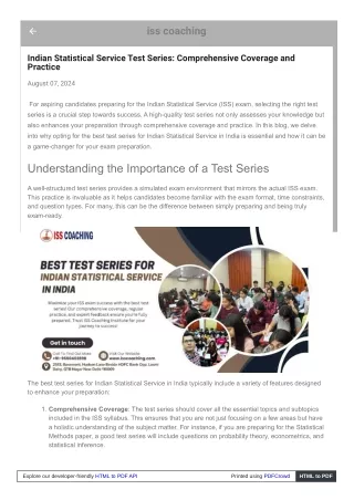 Indian Statistical Service Test Series: Uncovering the Best Test Series.