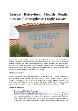 Retreat Behavioral Health Death_ Financial Struggles & Tragic Losses