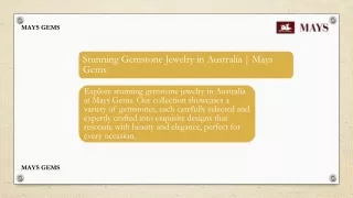 Stunning Gemstone Jewelry in Australia  Mays Gems