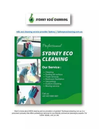 ndis eco cleaning service provider Sydney | Sydneyecocleaning.com.au