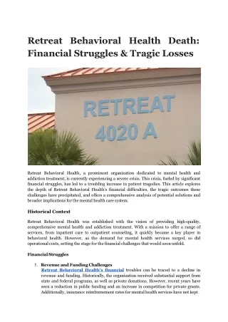 Retreat Behavioral Health Death_ Financial Struggles & Tragic Losses