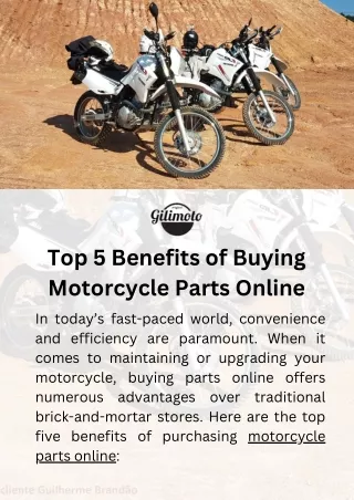 Top 5 Benefits of Buying Motorcycle Parts Online