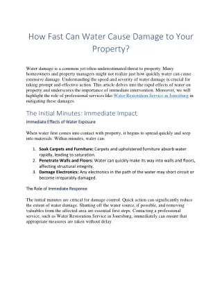 How Fast Can Water Cause Damage to Your Property