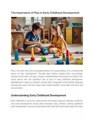 The Importance of Play in Early Childhood Development