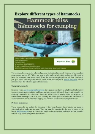 Explore different types of hammocks