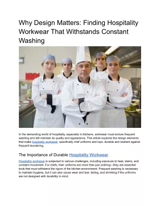 Why Design Matters_ Finding Hospitality Workwear That Withstands Constant Washing