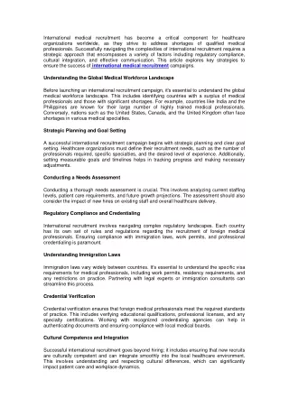 Key Strategies for Successful International Medical Recruitment Campaigns